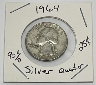 1964 90% Silver Washington Quarter (Carded)