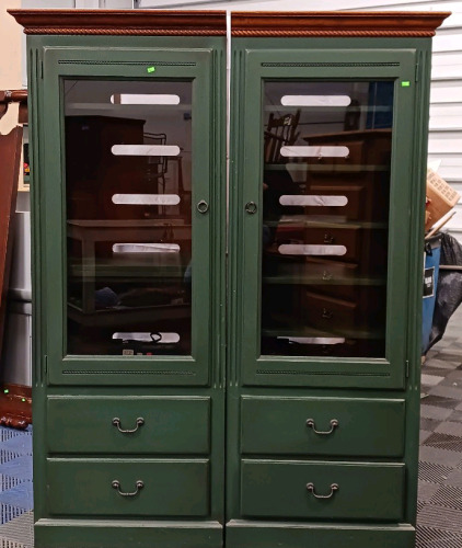 (2) Ethan Allen Country Crossings Glass Door Cabinets- Model 17-9707-680