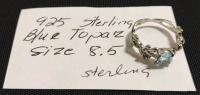 Women's Blue Topaz Silver Toned Ring