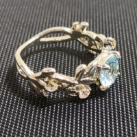 Women's Blue Topaz Silver Toned Ring - 3