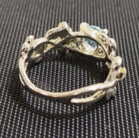 Women's Blue Topaz Silver Toned Ring - 4