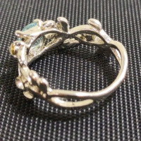 Women's Blue Topaz Silver Toned Ring - 5