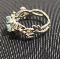 Women's Blue Topaz Silver Toned Ring - 6