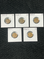 (1) Nickel- 1926- And (9) Pennies 1945-1953 - 3