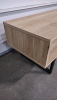 39½"x 16"x 16" Small Low Coffee Table w/2 Shelf Cubby Compartments, Mid-Century Modern, Beige - 4