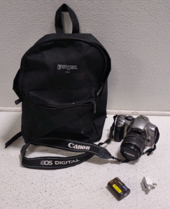 Canon EOS 300D w/ Lense, Battery, East West® USA Black Backpack, & Charger