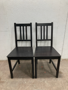 (2) Black Wooden Dining Chairs