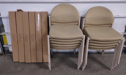 (11) Tan Conference Room Table Chairs & (6) 36"x 48"x 0.09" Carpet Chair Mats