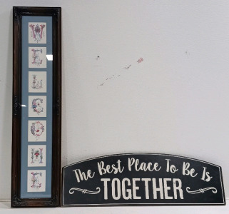 (2) Home Decor Signs - Framed Welcome Art & Together Sign