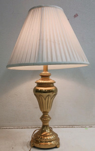 (1) Brass Table Lamp w/ Pleated Shade - 28"H