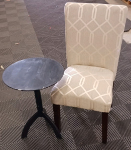 (2) Upholstered Dining Chair & Round Side Table