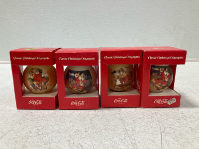 (4) Vintage Coca-Cola Classic Christmas Ornaments