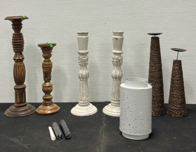 (7) Candleholders (3) Candle Sticks