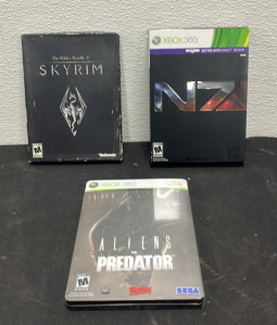 (1) Aliens VS Predator Xbox 360 Game (1) Mass Effect 3 N7 Collection Xbox 360 Game (1) Skyrim The Elder Scrolls V Xbox 360 game