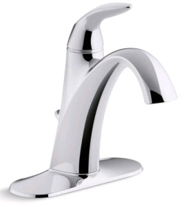 (1) Kohler K-45800-4-CP Alteo Single Handle Single Hole or Centerset Bathroom Sink Faucet with Metal Drain Assembly, Polished Chrome