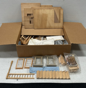 Large Box of Various Wooden Doll House Parts - Walls, Stairs, Windows, Railings, and Much More!