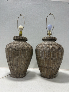 (2) Wicker Lamps