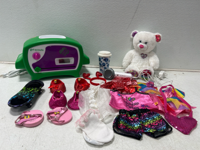 (1) Girl Scouts Easy Bake Oven- No Tray, Build A Bear With Clothes And More