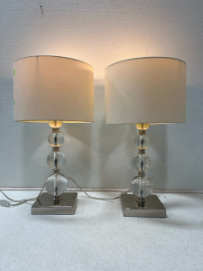 (2) Clear Crystal Lamps 22 1/2” Tall- Does Not Come With Light Bulbs