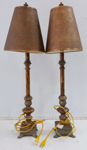 (2) Ornate Table Lamps w/ Textured Shades - Functional!