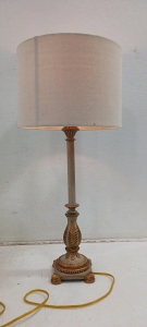 (1) Ornate Table Lamp w/ Fabric Shade