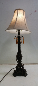 (1) Ornate Table Lamp w/ Amber Crystal Accents