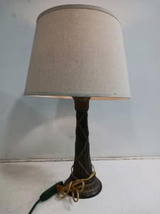 (1) Bronze Table Lamp - Decorative Base w/ Fabric Shade