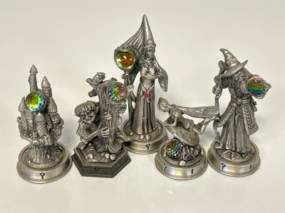 (5) Miniature Pewter Fantasy Creature Chess Pieces