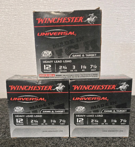 Winchester Universal Heavy Lead Load 12ga Shotgun Shells- 2 Full Boxes And 1 Partial Box