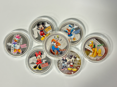 (7) Disneys Mickey Mouse And Friends Silver Plated Collector Coins