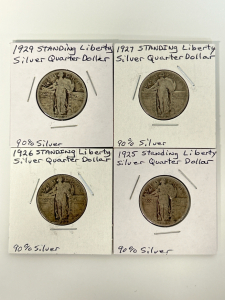 (4) Standing Liberty Silver Quarter Dollars (90% Silver)