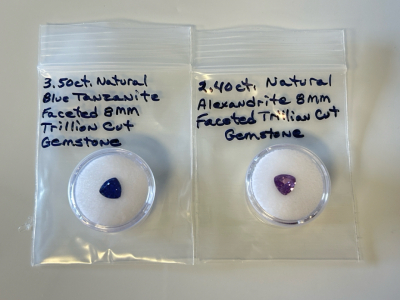 (2) Beautiful Gemstones: Blue Tanzanite and Alexandrite