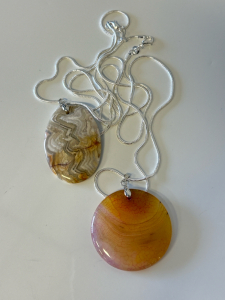 (2) Agate Pendant Necklaces