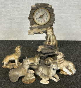 Wolf Figurines and Clock