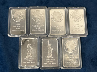 (7) Commemorative Silver Plated Bars