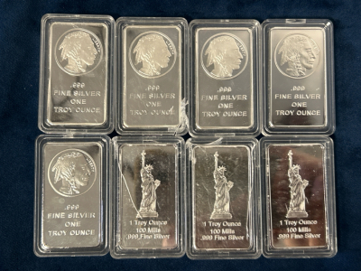 (8) Commemorative Silver Plated Bars
