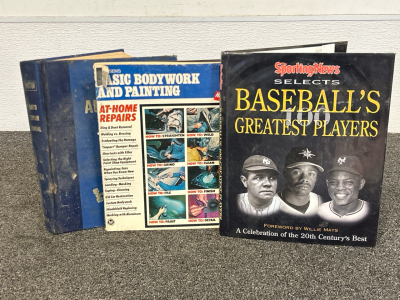 (3) Books: Motor Auto Repair Manual, Bodywork and Painting, and Baseball's Greatest Players