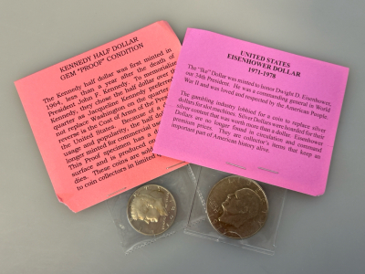 Kennedy Half Follar GEM Proof Condition and 1971-1978 Eisenhower Dollar