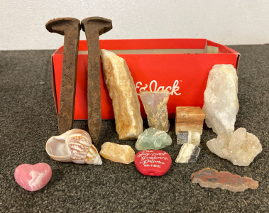 Assorted Crystals & Railroad Spikes