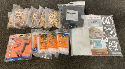 Hot Glue Gun, Wooden Letters, Stencils, & More