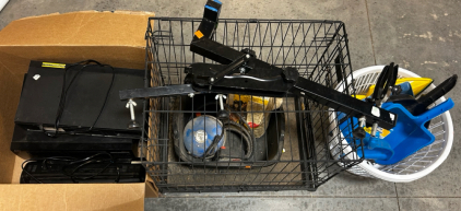 Dog Cage, DVD Player, Laundry Baskets, Dust Pans
