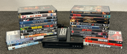 (24) DVD Movies and Small HDMI DVD Player W/ Remote