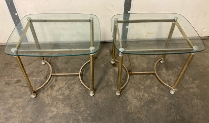(2) Glass Top Side Tables