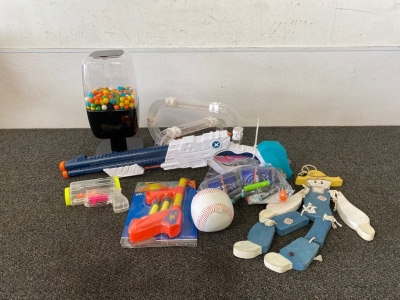 Assorted Toys and Gumball Machine