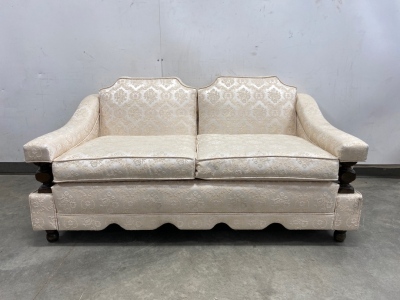 Brocade Pattern Loveseat Champagne Colored