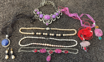 Peral Necklaces And Earrings, Purple Gem Necklaces