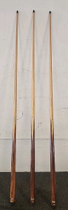 3 Wooden Dolphin Pool Sticks 18,20, and 21...