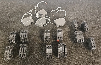 Electrical Breakers.. (13) 20 Amp Single Pole Circuit Breaker.. (13) 15Amp Single Pole Circuit Breaker.. and Various others Double and Single Breakers..