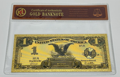 $1.00 United States 99.9% Pure 24k Carat Gold Banknote (Sleeved)