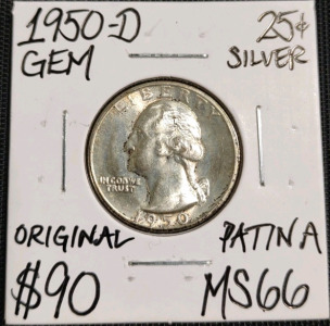 1950-D MS66 Gem Silver Washington Quarter